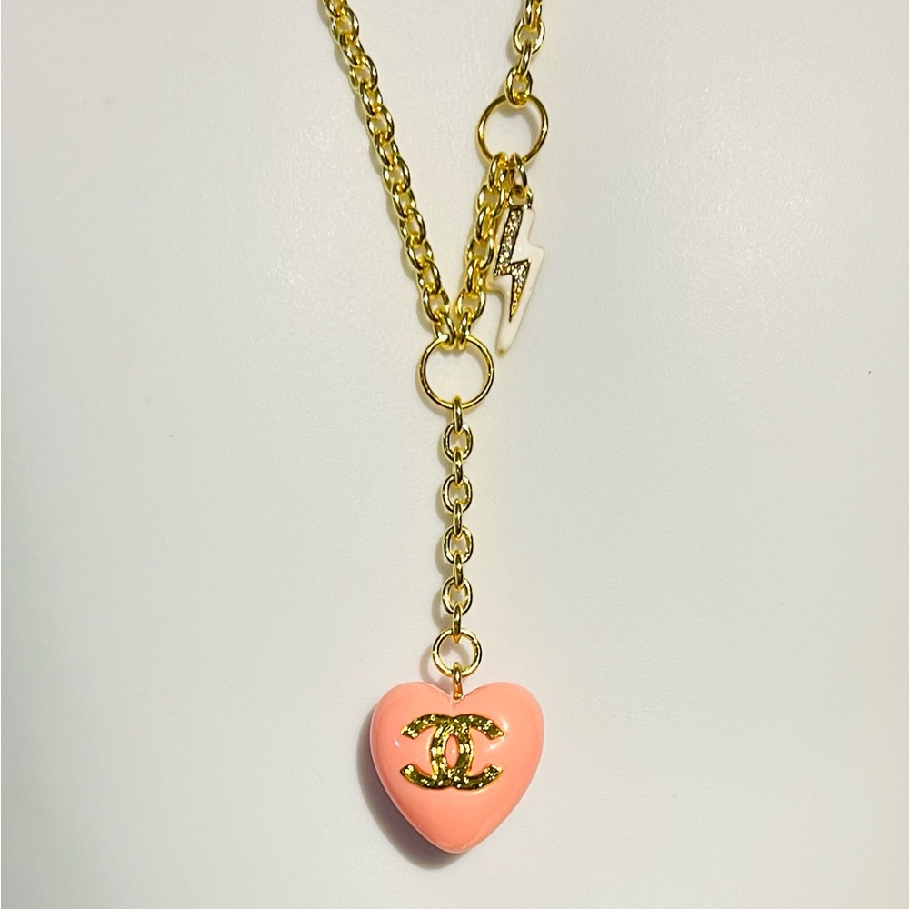 Elegant Gold and Pink Heart Necklace